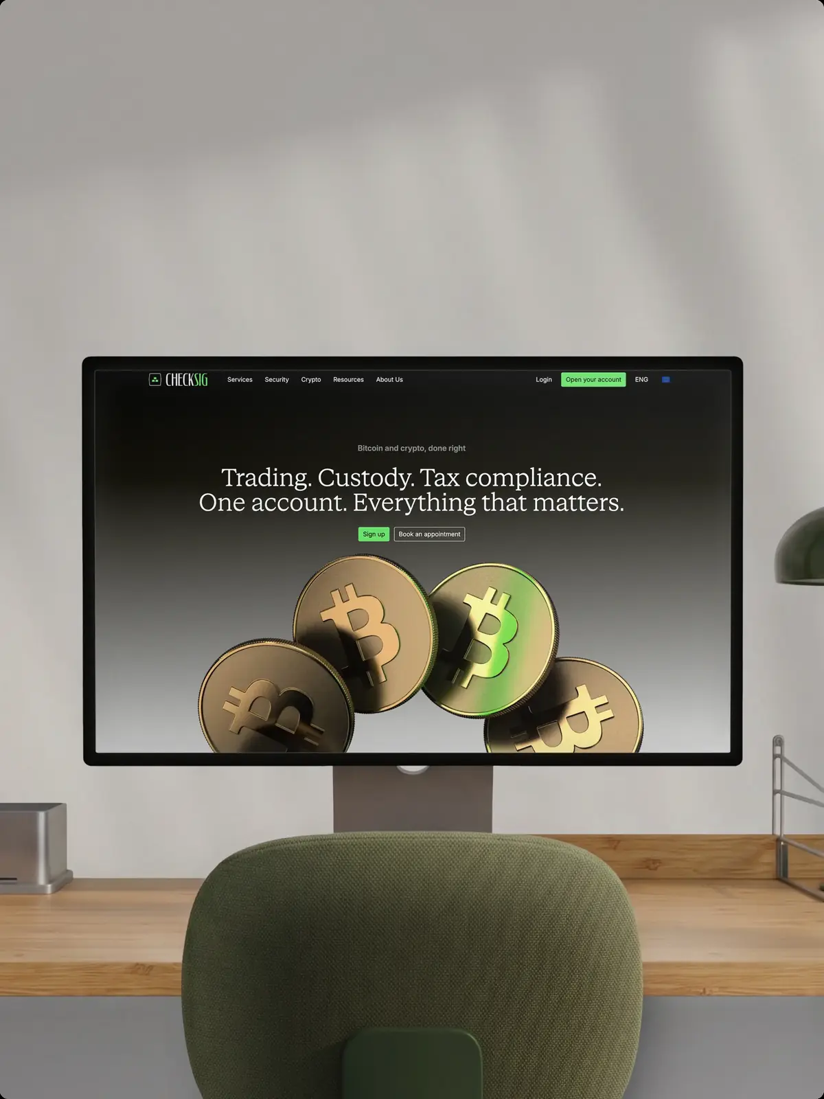 CheckSig homepage on desktop with the new visual identity